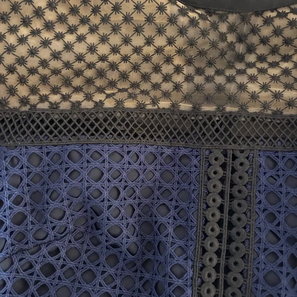 Self-Portrait Navy and Black Backless Lace Dress - Picture 5 of 5